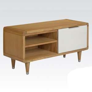 Grote High Gloss TV Stand 1 Door In White And Oak