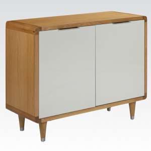 Grote High Gloss Sideboard In White And Oak With 2 Doors