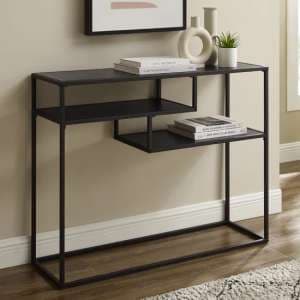 Groton Wooden Console Table With Shelves In Black