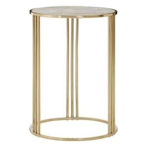 Guar Round White Marble Side Table With Gold Steel Frame