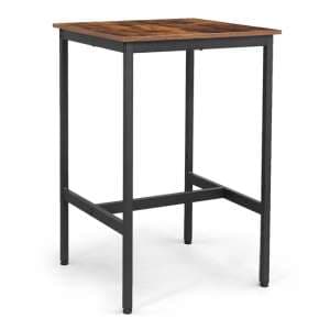 Gulf Wooden Pub Style High Bar Table In Rustic Brown - UK