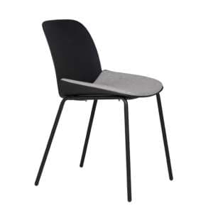 Haile Metal Dining Chair In Black With Woven Fabric Seat - UK