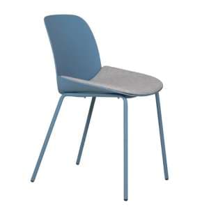 Haile Metal Dining Chair In Blue With Woven Fabric Seat - UK