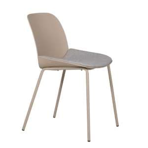 Haile Metal Dining Chair In Taupe With Woven Fabric Seat - UK