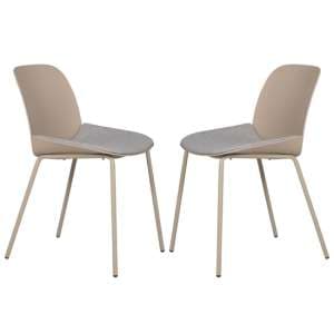 Haile Taupe Metal Dining Chairs With Woven Fabric Seat In Pair - UK