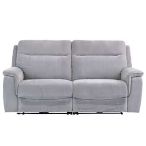 Hailey Fabric Electric Recliner 3 Seater Sofa In Silver Grey - UK