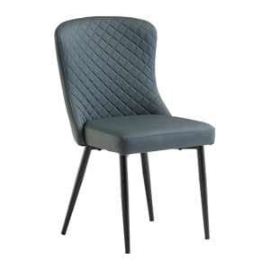 Hailey Faux Leather Dining Chair In Blue With Black Legs - UK