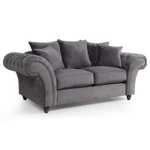 Haimi Fabric Sofa 2 Seater Sofa With Wooden Legs In Grey