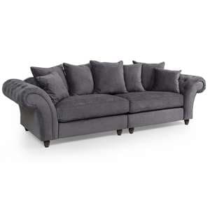 Haimi Fabric Sofa 3 Seater Sofa With Wooden Legs In Grey - UK