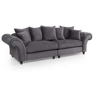 Haimi Fabric Sofa 4 Seater Sofa With Wooden Legs In Grey - UK