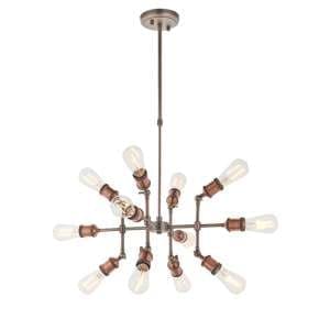 Hal 12 Lights Ceiling Pendant Light In Aged Pewter And Copper - UK