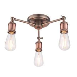 Hal 3 Lights Semi Flush Ceiling Light In Aged Pewter And Copper - UK