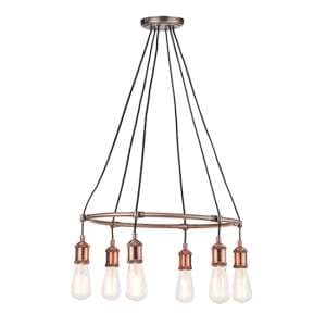 Hal 6 Lights Ceiling Pendant Light In Aged Pewter And Copper - UK