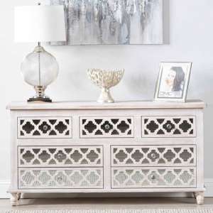 Halifax Mirrored Sideboard With 7 Drawers In Natural - UK
