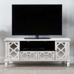 Halifax Mirrored TV Stand With 2 Doors 2 Drawers In Natural - UK