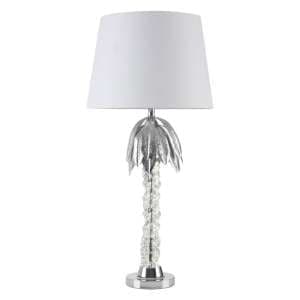 Halta White Fabric Shade Table Lamp With Chrome Metal Base
