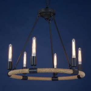 Hamel 6 Bulbs Chandelier Ceiling Light In Natural And Black - UK