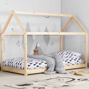 Hamel Wooden Single House Bed In Natural - UK