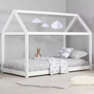 Hamel Wooden Single House Bed In White - UK