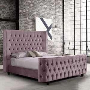Hammond Plush Velvet Double Bed In Pink - UK