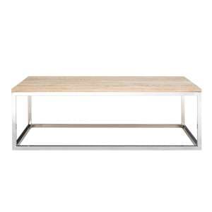Hampro Wooden Coffee Table With Silver Frame In Natural - UK