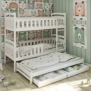Hampton Bunk Bed And Trundle In White With Bonnell Mattresses