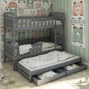 Hampton Wooden Bunk Bed And Trundle In Graphite - UK