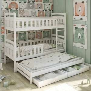Hampton Wooden Bunk Bed And Trundle In White - UK