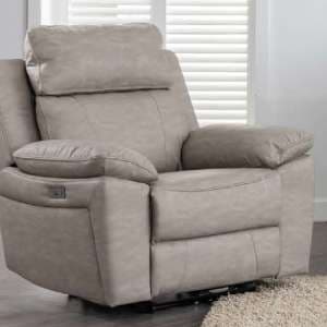 Hanford Electric Fabric Recliner 1 Seater Sofa In Silver Grey - UK