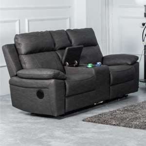 Hanford Electric Fabric Recliner 2 Seater Sofa In Dark Grey - UK