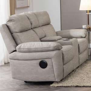 Hanford Electric Fabric Recliner 2 Seater Sofa In Silver Grey - UK