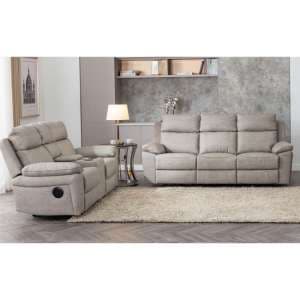 Hanford Electric Fabric Recliner 3+2 Sofa Set In Silver Grey - UK