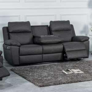 Hanford Electric Fabric Recliner 3 Seater Sofa In Dark Grey - UK