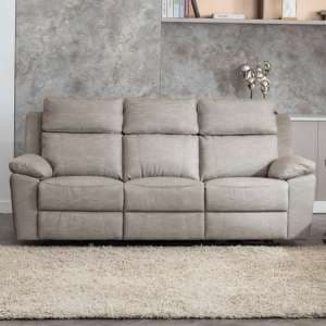 Hanford Electric Fabric Recliner 3 Seater Sofa In Silver Grey - UK