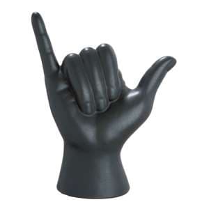 Hang Loose Ceramic Hand Design Sculpture In Black