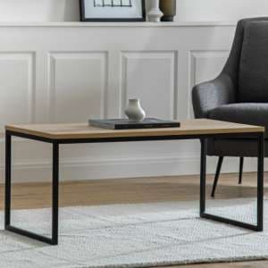 Hanley Wooden Coffee Table With Black Metal Frame In Natural - UK