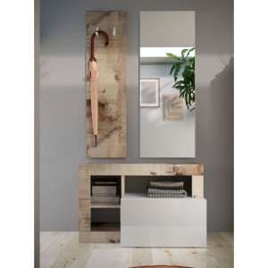 Hanmer High Gloss Hallway Furniture Set In White And Pear - UK