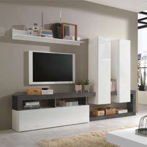 Hanmer High Gloss Living Room Furniture Set In White And Oxide