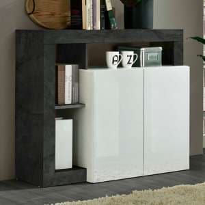 Hanmer High Gloss Sideboard With 2 Doors In White And Oxide