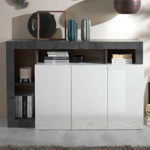 Hanmer High Gloss Sideboard With 3 Doors In White And Oxide