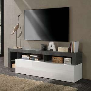 Hanmer High Gloss TV Stand With 1 Door In White And Oxide
