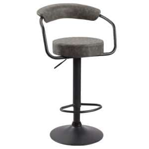 Hanna Woven Fabric Bar Stool In Grey With Black Base