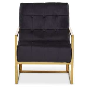 Hanna Velvet Lounge Chair With Gold Frame In Black - UK