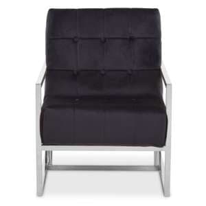 Hanna Velvet Lounge Chair With Silver Frame In Black - UK