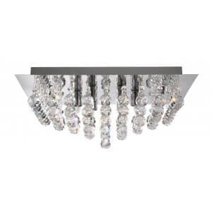 Hanna Square Polished Chrome And Crystal Ceiling Light