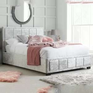 Hanover Fabric Double Bed In Steel Crushed Velvet - UK