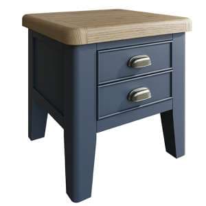 Hants Wooden 2 Drawers Lamp Table In Blue - UK