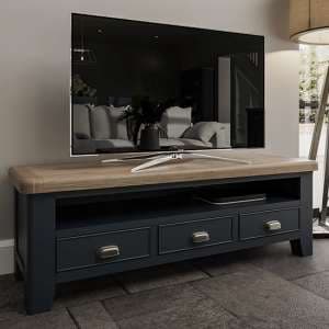 Hants Wooden 3 Drawers And Shelf TV Stand In Blue - UK