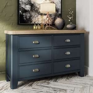 Hants Wooden Chest Of 6 Drawers In Blue - UK