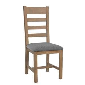 Hants Wooden Dining Chair In Smoked Oak With Grey Seat
